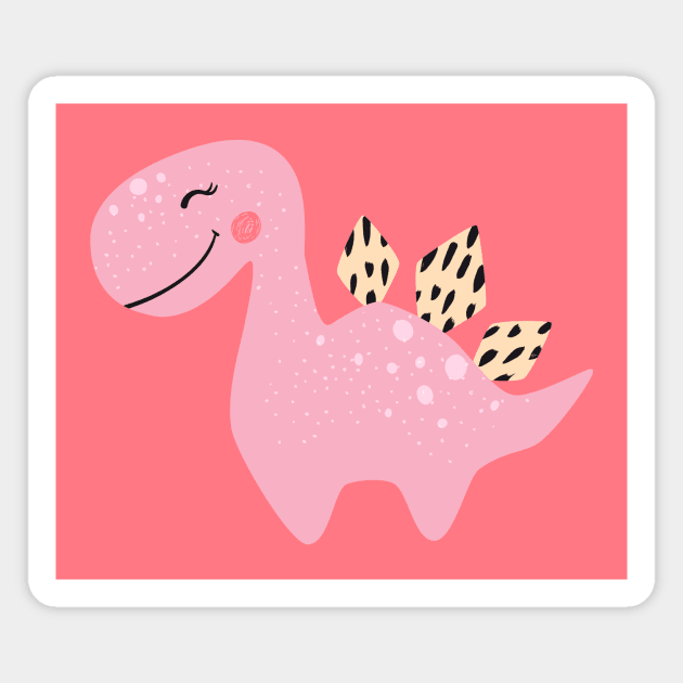 Pink Baby Grirl Dinosaur Magnet by KOTOdesign